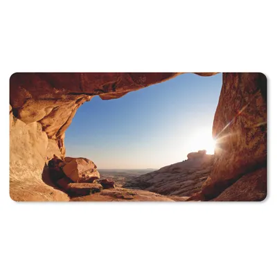 Produktbild von MuchoWow® Mauspad Mousepad Höhle - Wüste - Sonne - Landschaft 60x30 cm - Mousepads - Maus Mat - Pad - Mausunterlage - Nachhaltig