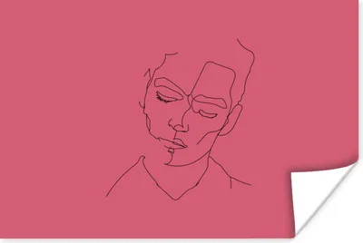 Produktbild von MuchoWow® Poster Strichzeichnung - Mann - Rosa 60x40 cm - Schlafzimmerdekoration