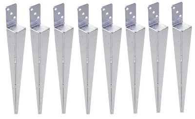 Produktbild von Set Pfostenträger 60x600 mm Einschlaghülse L-Form feuerverzinkt Bodenhülse 8 Stück