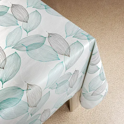 Produktbild von Wachstuchtischdecke 140x90 cm - Blaue Blätter - Wachstischdecke mit wasserabweisender und lebensmittelecht PVC-Beschichtung - Outdoor-Tischdecken für Garten, Küche - Tischdecke wetterfest
