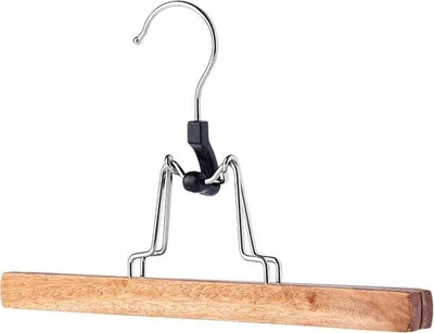 Produktbild von Holzkleiderbügel mit Clips für Hosen und Röcke - Platzsparend und rutschfest