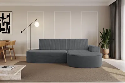 Produktbild von ALTDECOR Ecksofa mit Schlaffunktion und Bettkasten MARI-L1-S - 283x167x73cm Dunkelgrau - Corner Sofa Eckcouch Couch L-Form, links/rechts angeordnet Schlafcouch Ausziehbar Wohnlandschaft
