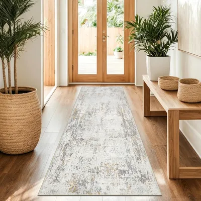 Productafbeelding van Keukenloper - 60 x 180 cm - Rubber - Laagpolig - Modern - Antislip - Machinewasbaar - Beige