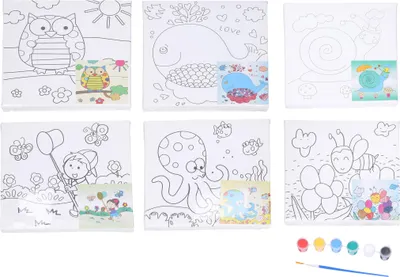 Obrázok produktu pre Maľovanie na plátno s šablónou 20x20 cm + farby a štetec Mix