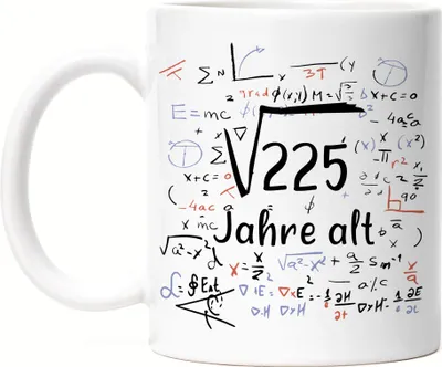 Produktbild von Wurzel von 225 Jahre Alt Tasse Weiß 15. Geburtstag Humorvolles Motiv als Geburtstagsgeschenk Geschenkidee