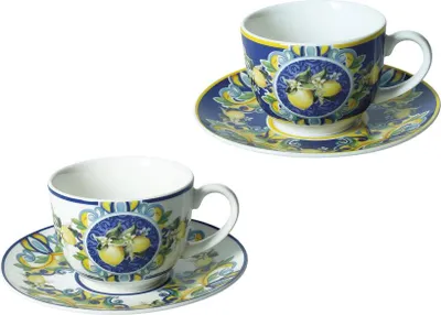 Produktbild von Kaffeetassen „Blaue Zitrusfrüchte“, 2er-Set