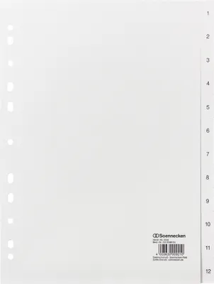 Obrázok produktu pre Soennecken Register 2116 DIN A4 1-12 volle Höhe PP weiß