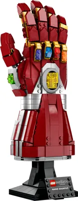 Produktbild von LEGO Marvel Iron Mans Nano Handschuh, Baubares Iron Man-Modell mit Infinity-Steinen aus leuchtende Bausteinen, inspiriert von „Avengers: Endgame“, Sammlerstück für Erwachsene 76223