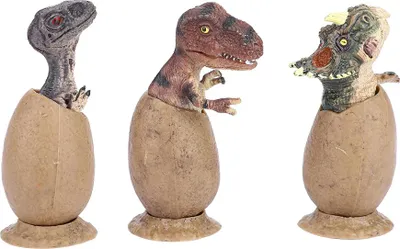 Obrázok produktu pre Sada 3 dinosaurových vajec (napoly vyliahnutých), hračky v podobe zvieratiek, vzdelávacie hračky pre bábätká a deti, darček