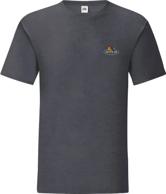 Produktbild von Fruit of the Loom Iconic 150 T-Shirt mit Vintage-Logo auf der Brust Farbe: dunkelgrau meliert - Vintage-Logo klein Größe: 2XL