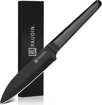 Produktbild von PAUDIN RC4 Professional Gemüsemesser 12,5 cm – Hygienisch, Schwarze Antihaft-Keramikbeschichtung, Deutscher Kohlenstoffstahl, Ergonomischer Griff
