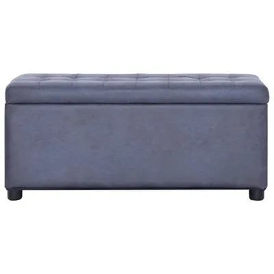 Image de vidaXL Ottoman avec espace de rangement 87,5 cm Gris aspect daim