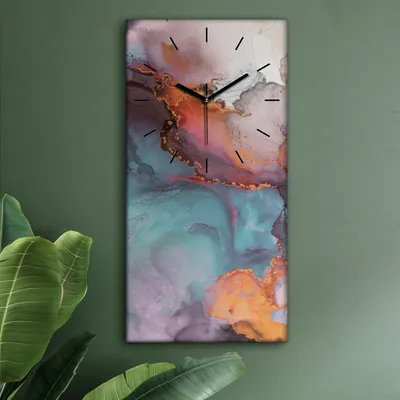 Produktbild von Wohnzimmer Leinwand Uhr Geräuschlos Küche 30x60 Farbiger, Marmor, Abstrakt, Textur, schwarze Zeiger