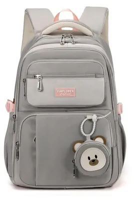 Productafbeelding van Rugtas voor school, 40 liter, grijs, van nylon, met laptopvak, afmetingen 35x24x47 cm