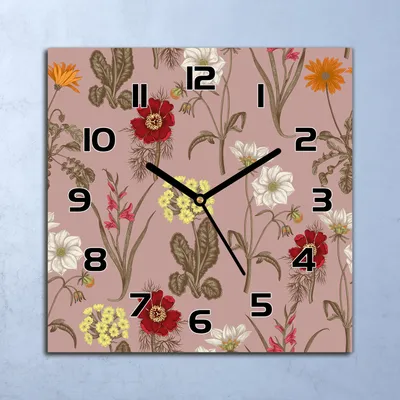 Produktbild von Wanduhr Echt-Glas-Küchenuhr Blüten Farbenfroh Quarz Lautlos 30x30 Deko Bilder