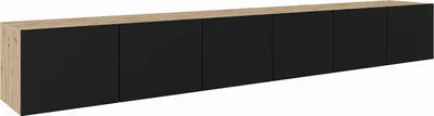 Produktbild von MEBLINI TV-Schrank 300cm Lang - Fernsehschrank - TV Lowboard Industrial - Unterschrank für Fernseher - TV-Unterschrank - TV-Schrank - Hängeschrank - LION - 300x40x41cm - Artisan Eiche/Schwarz Matt