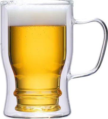 Image de Tasses en verre avec poignée Tasse à bière en verre transparent pour le café et le thé blanc 550ml