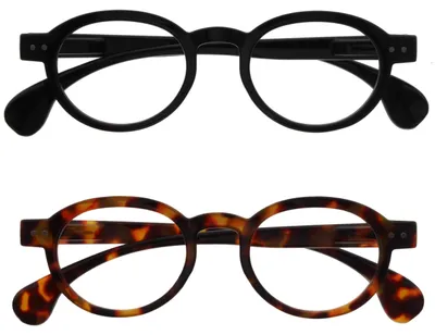 Produktbild von OPULIZE OCA Lesebrille - 2er-Pack - Moderne Runde Retro-Fassung - Schwarz Braun - Herren Damen - Federscharniere - RR54-12 - +2.00