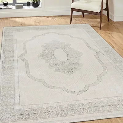 Image de Tapis design oriental discret-moderne ornement enchanteur gris Taille - 120 x 170 cm