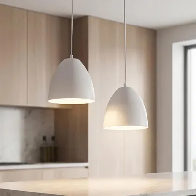 Obrázek produktu pro Závěsná lampa bílá 2 světla E27 kovový retro design výškově nastavitelná závěsná lampa jídelní stůl