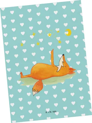 Produktbild von Mr. & Mrs. Panda Postkarte Fuchs Sterne - Türkis Pastell - Geschenk, Spruch Positiv, Grußkarte, Postkarten, bildkarte, Ansichtskarte, Mond, Sternengucker, Ansichtskarten