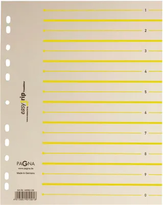Produktbild von Trennblätter A4 2-farbig mit Perforation 100 Stück gelb Packung mit 10 Stück