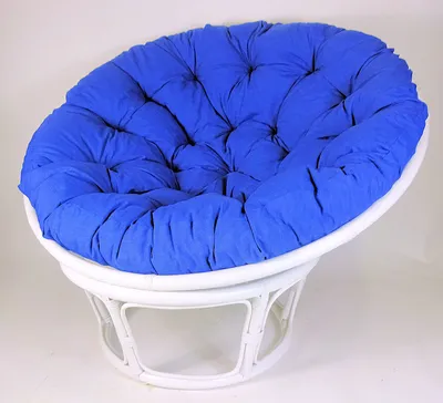 Produktbild von Rattan Papasansessel,Papasan Durchmesser 110 cm, Fb. weiß lackiert, Polster Uni Living 226 dunkelblau