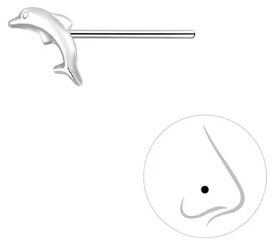 Produktbild von Nasenpiercing: 925 Silber Nasenstecker Delfin