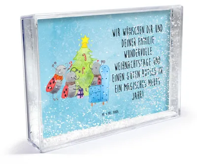 Produktbild von Mr. & Mrs. Panda Bilderrahmen Weihnachten Smörle - Eisblau - Geschenk, 3D-Bilderrahmen, Pfefferminzstange, Tannennadeln, Fotorahmen, dekoartikel, Weihnachtsbaum