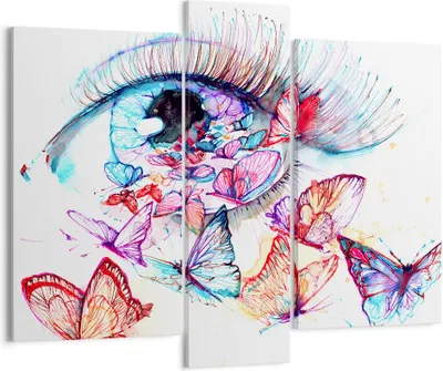 Produktbild von Bild auf Leinwand - Leinwandbild - Auge Butterflys Fantasie Fantasie - 95x80cm - Wand Bild - Wanddeko - Leinwanddruck - Bilder - Kunstdruck - Leinwand bilder - Wandkunst - CB95x80-3096