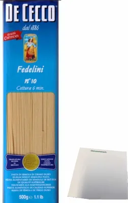 Produktbild von De Cecco Nudeln Fedelini n.10 (500g Packung) + usy Block