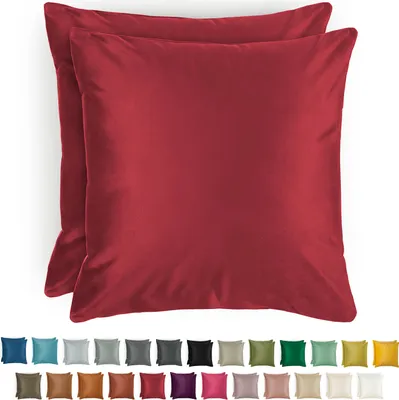 Produktbild von Blumtal 2er Set Kissenbezug 50x50 cm Samt - edler Kopfkissenbezug aus Samt, weiche Kissenhülle Velvet, Wine Red - Rot