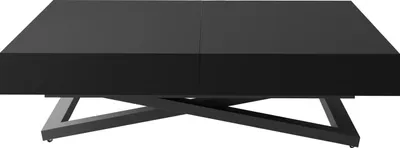 Produktbild von Couchtisch Höhenverstellbar und Ausziehbar Cavetta U - Wohnzimmertisch Esstisch Multifunktionstisch mit Schwarzem Metallgestell 120-200/80/27-76 cm Schwarz