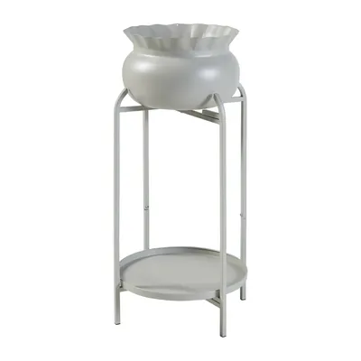Image de Support de plantes 'Altena' avec pot de fleurs et étagère Métal 60 x 27 x 27 cm Gris clair