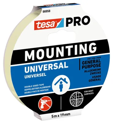 Produktbild von TESA Montageband Mounting PRO Universal 66958 weiß 5 m x 19 mm - 66958-00001-00