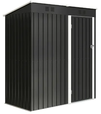 Produktbild von Metall Gerätehaus 1,37 m², abschließbar Geräteschuppen mit Lüftung Pultdach Handschuhen, 163 x 90 x 179 cm