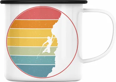 Produktbild von Trendation - Klettern Bergsteigen Geschenk Emaille Tasse Boulder Geschenkidee Berge (Schwarz)