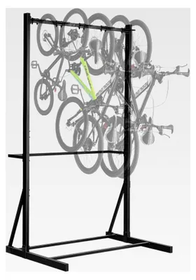 Produktbild von Fahrradständer für 5 Fahrräder, Halter mit 5 stabilen Haken, Kohlenstoffstahl, 136 kg Tragkraft, vertikaler Bodenständer für Garage, Wohnzimmer, Innenschuppen
