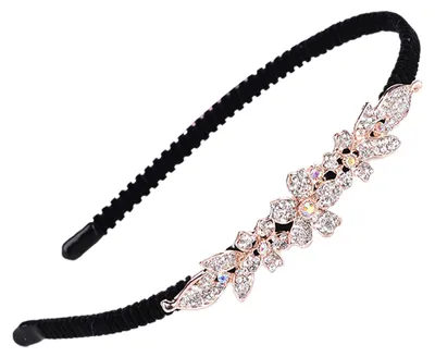 Produktbild von Elegantes Damen-Haarband, rutschfest, Haarreif, Haarschmuck mit Strassblumen, Haaraccessoires E