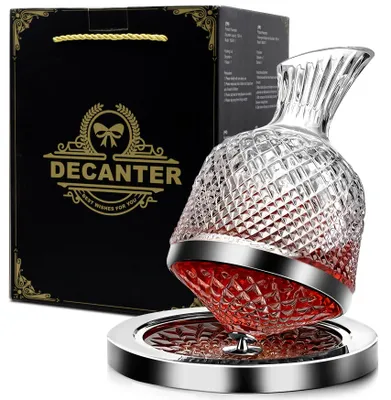 Immagine prodotto di Caraffa per vino da 1500 ml, caraffa per vino rosso girevole a 360°, realizzata in cristallo senza piombo