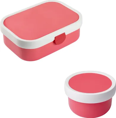 Produktbild von Mepal | Kinder Obst- und Bento Box | Campus meets Fruits | Spülmaschinenfest & BPA-frei | 300 & 750 ml | Mit Fächern, Gabel & Clip-Verschluss | Perfekt für Snacks & Mahlzeiten | Pink