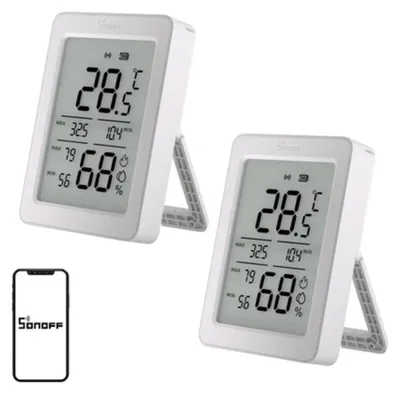 Zdjęcie produktu dla SONOFF ZigBee SNZB-02DR2, czujnik temperatury i wilgotności, zestaw 2 sztuk