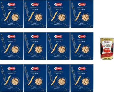 Produktbild von Barilla Trofie Specialità 12×500 g – ligurische Spiralnudeln aus 100% italienischem Hartweizengrieß, bronzeraue Oberfläche, al dente in 10 Min, Vorratspack + Italian Gourmet polpa