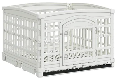 Produktbild von 4-Panel Hundelaufstall 177,5 x 154,5 x 112 cm Kunststoff Weiß
