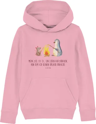 Produktbild von Mr. & Mrs. Panda Kinderpullover Pinguin Lagerfeuer 9-11 Jahre (134/146) - Baumwolle Pink - Geschenk, Pulli, Arbeit, Sweater, Sweatshirt, Kinderbekleidung, Feuer, Job, Maus
