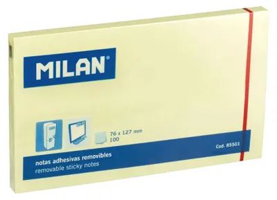 Produktbild von Milan 85501, Rechteck, Gelb, 76 mm, 127 mm, 100 Blätter, 127 mm