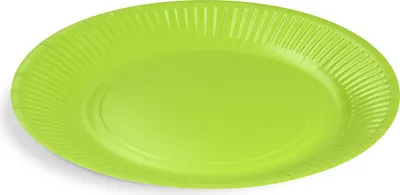 Image de Assiette ronde en carton, verte, diamètre 23 cm, 10 pièces.