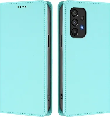 Produktbild von Handyhülle für Samsung Galaxy A53 5G, Kunstleder Klapphülle Stoßfeste Magnetische Hülle mit Ständer Türkis