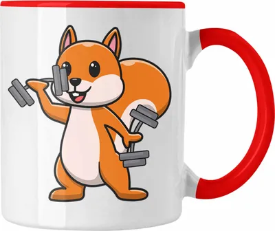 Produktbild von Trendation - Eichhörnchen Tasse Geschenk Grafik für Eichhörnchen Liebhaber Geschenkidee Lustige Tasse Lustig Gym (Rot)