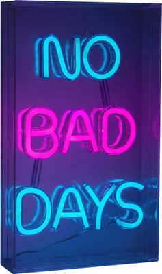 Produktbild von Näve Leuchten LED Schriftleuchte "NO BAD DAYS" Schild mit Tisch-/ und Wandfunktion LED Schriftleuchte "NO BAD DAYS" Schild mit Tisch-/ und Wandfunktion LED Schriftleuchte "NO BAD DAYS" Schild mit Tisch-/ und Wandfunktion, Deko im Stil Junges Wohnen, aus Kunststoff, klar/transparent, 18 x 4,7 x 30 cm, mit LED Platine – Netzbetrieb – Schnurschalter